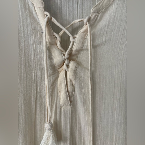 Aerie Cream Boho Peplum Top with Tassel Detail - Picture 3 of 8